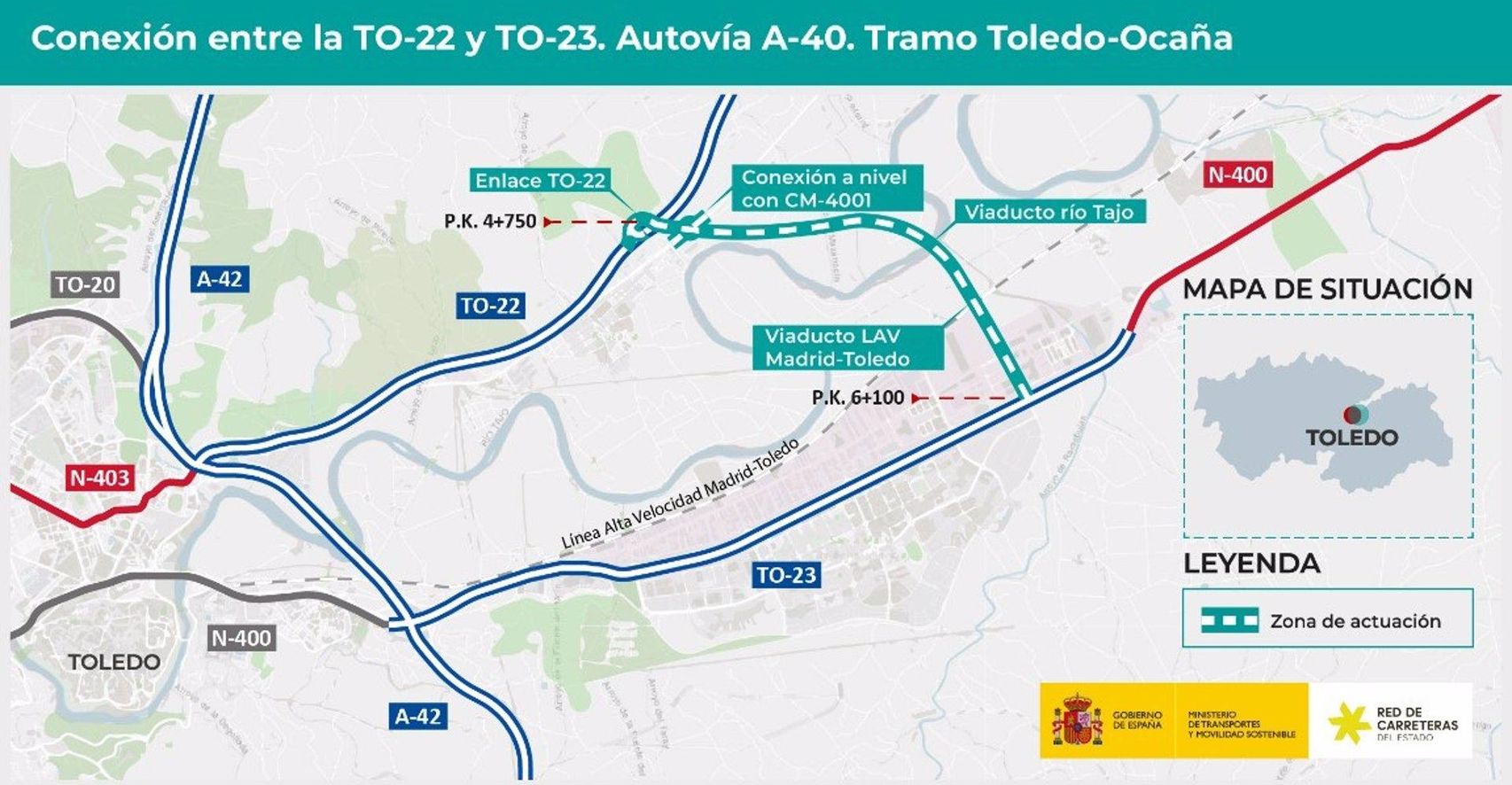 El Ministerio anuncia la licitación del proyecto de redacción del futuro puente de la A-40 en Toledo.