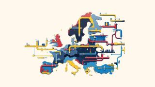 Mapa de Europa con los gasoductos más importantes por países.