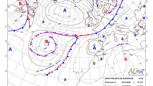 Mapa de isobaras de AEMET.