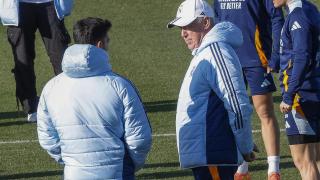 Carlo Ancelotti, durante un entrenamiento del Real Madrid