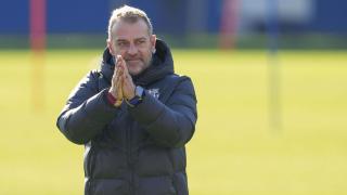 Hansi Flick, en un entrenamiento del FC Barcelona