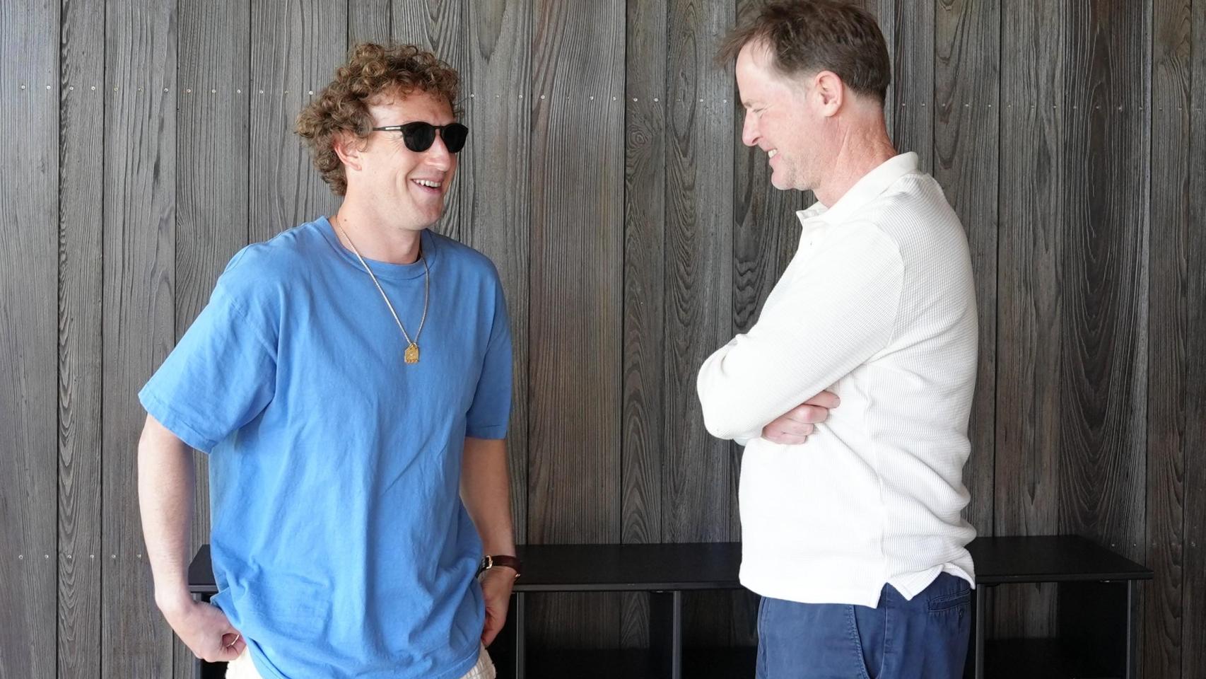 Marck Zuckerberg y Nick Clegg en una foto subida a X por el responsable de Asuntos Globales de Meta.