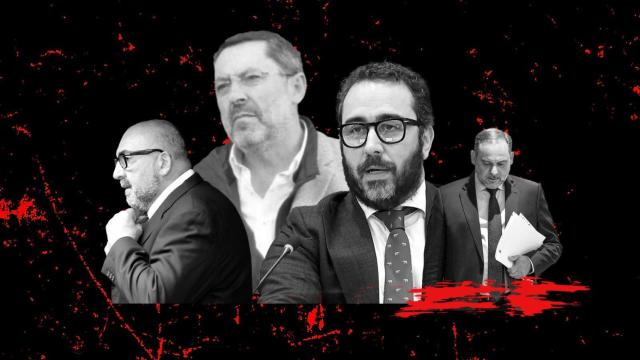 El constructor José Ruz, Víctor de Aldama, Koldo García y José Luis Ábalos en un fotomontaje.