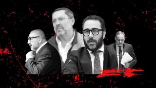 El constructor José Ruz, Víctor de Aldama, Koldo García y José Luis Ábalos en un fotomontaje.