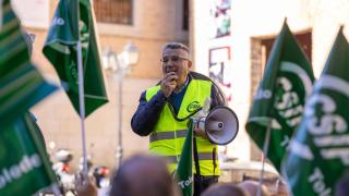 Enrique de la Rosa durante una concentración de CSIF en Toledo.