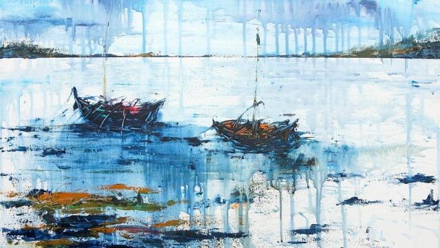 O mar que habito XIII, obra en acrílico