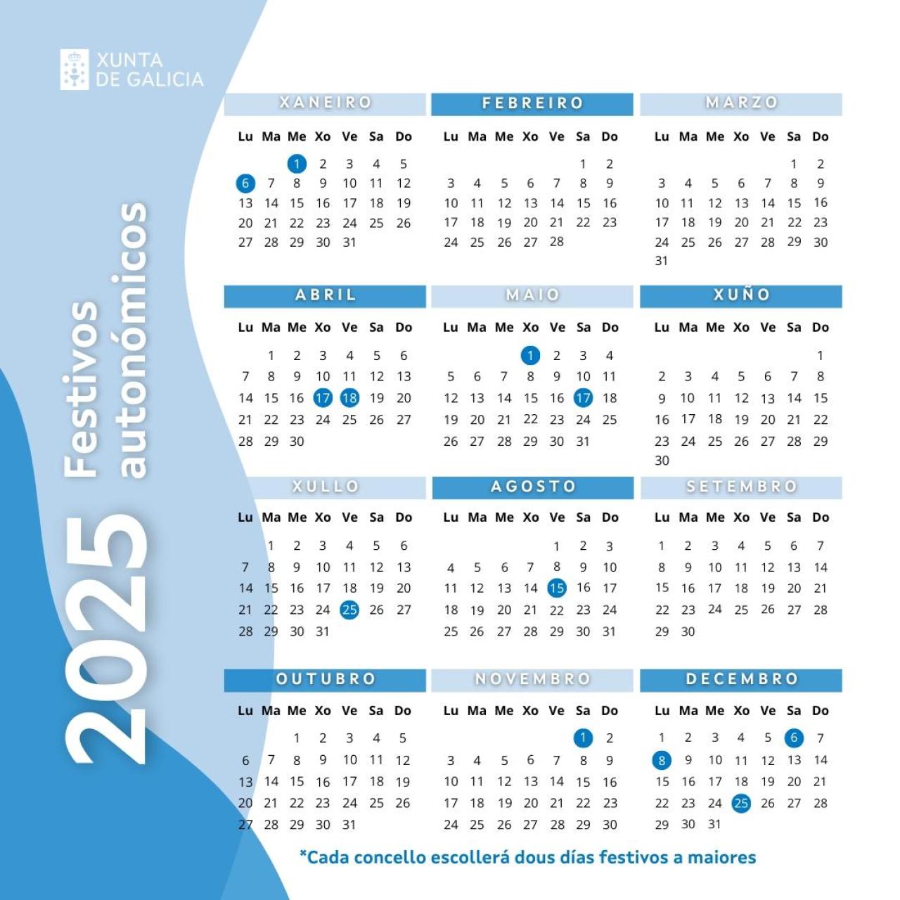 Calendario laboral 2025 Galicia.