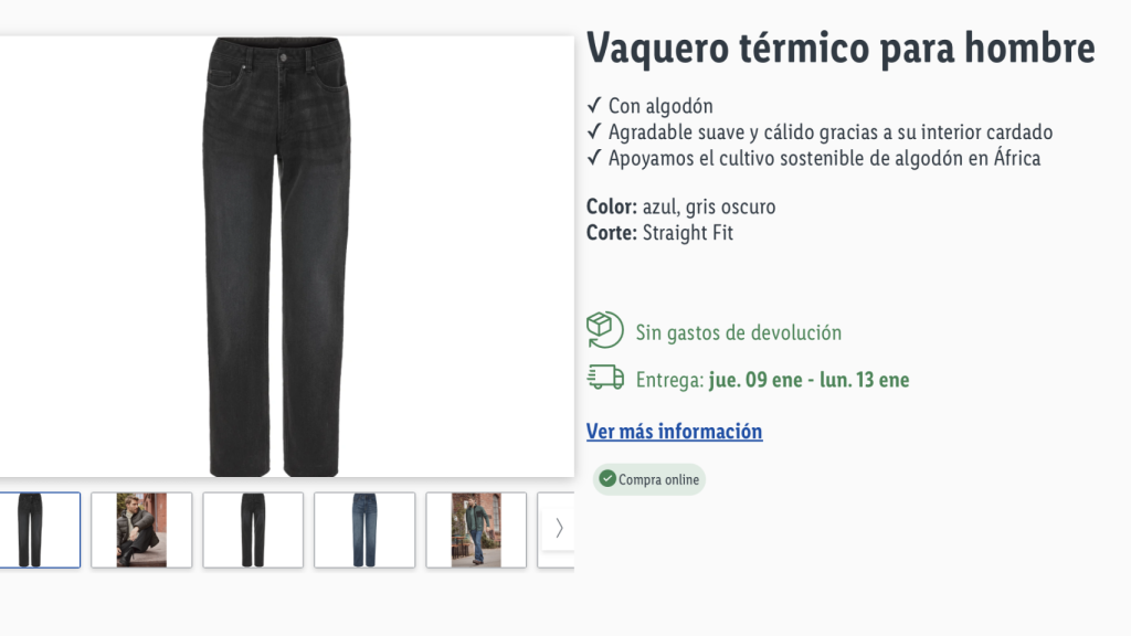 Vaquero térmico para hombre.