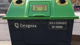 Un contenedor de vidrio, en Zaragoza.