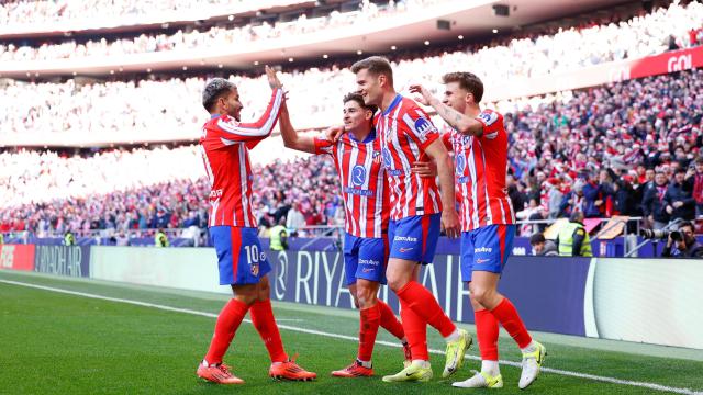 Futbolistas del Atlético de Madrid celebran un gol en el Metropolitano