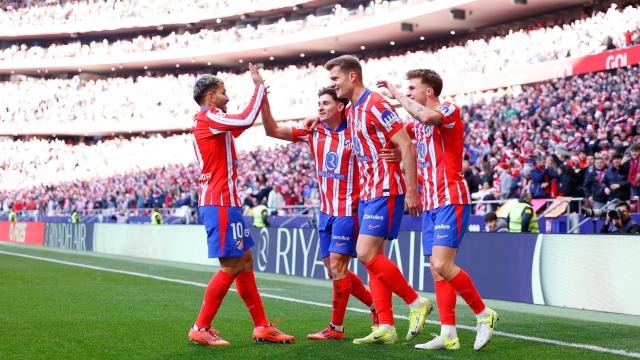 Futbolistas del Atlético de Madrid celebran un gol en el Metropolitano