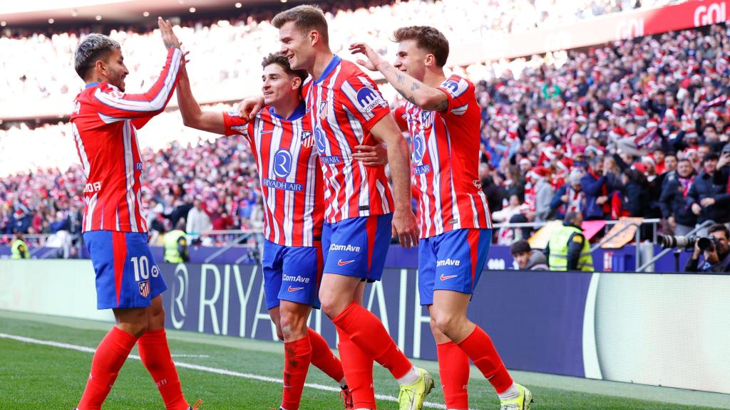 Futbolistas del Atlético de Madrid celebran un gol en el Metropolitano
