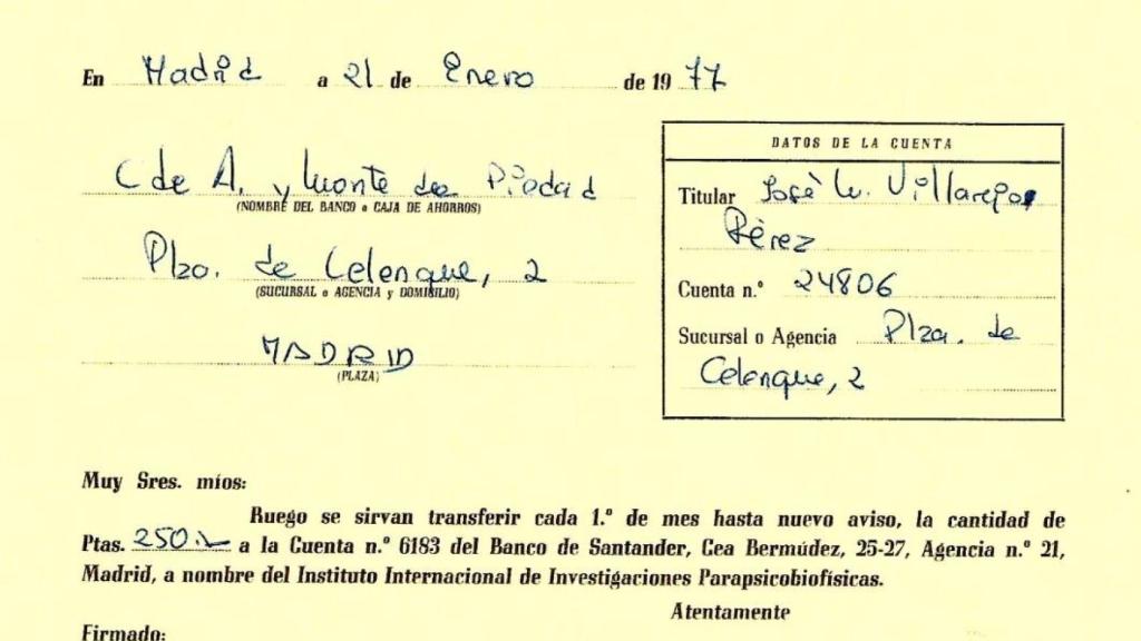 Documento del Instituto Internacional de Investigaciones Parapsicobiofísicas.