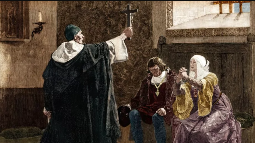 Una pintura de una escena religiosa.