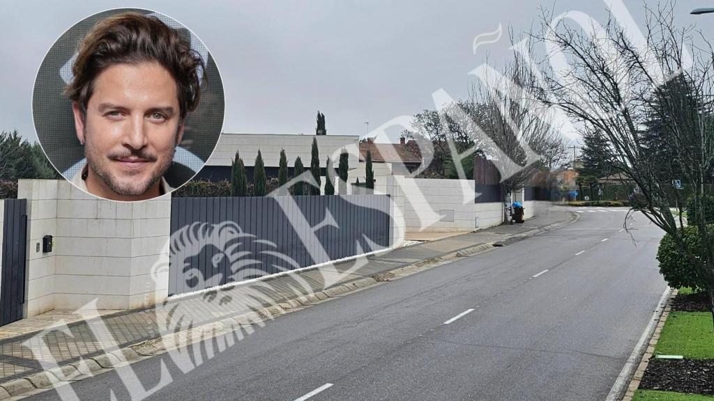 Manuel Carrasco, junto a su casa de Boadilla del Monte en un montaje de EL ESPAÑOL.