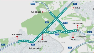 Mejora de la seguridad vial en la A-5 a us paso por Alcorcón y Leganés.