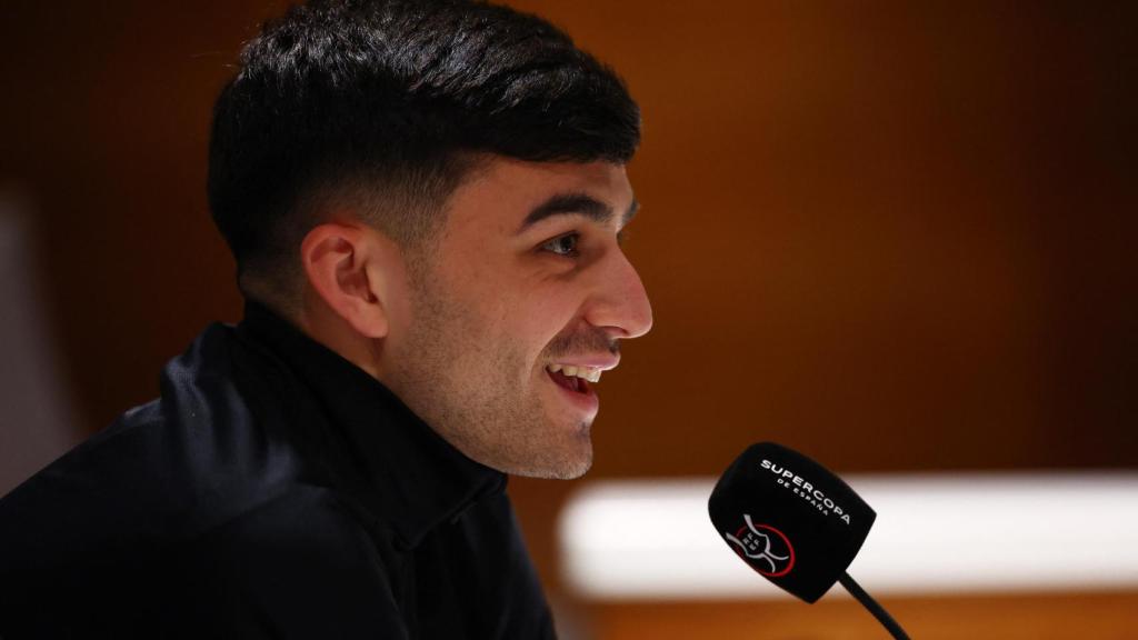 Pedri, en la rueda de prensa previa a la final.
