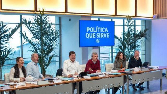 El presidente de la Junta de Castilla y León, Alfonso Fernández Mañueco, junto a otros presidentes autonómicos del PP en la reunión celebrada en Oviedo