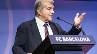 Joan Laporta en la última Asamblea General del Barça.