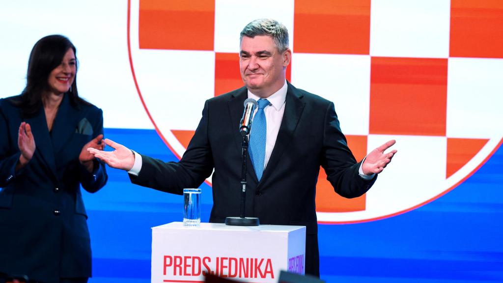 El presidente y candidato presidencial de Croacia, Zoran Milanovic, tras la victoria electoral.