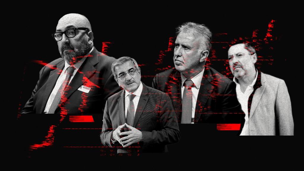 Koldo García (exasesor del Ministerio de Transportes), Román Rodríguez (exconsejero de Hacienda y exvicepresidente de Canarias), Ángel Víctor Torres (ministro y expresidente de Canarias) y el constructor José Ruz.
