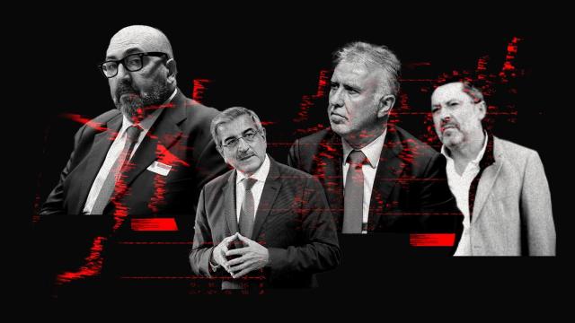 Koldo García (exasesor del Ministerio de Transportes), Román Rodríguez (exconsejero de Hacienda y exvicepresidente de Canarias), Ángel Víctor Torres (ministro y expresidente de Canarias) y el constructor José Ruz.