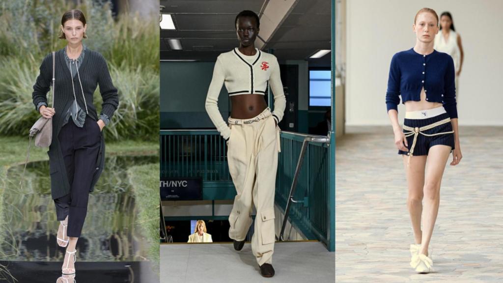 Siluetas del desfile primavera-verano 2025 de Boss, Tommy Hilfiger y Vivetta.