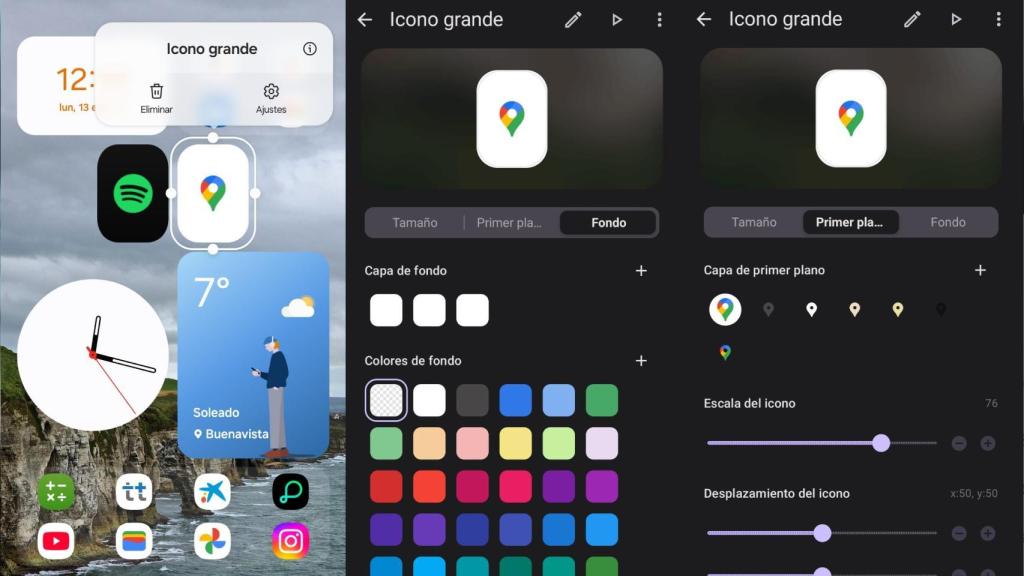 Iconos grandes en Folder Widget