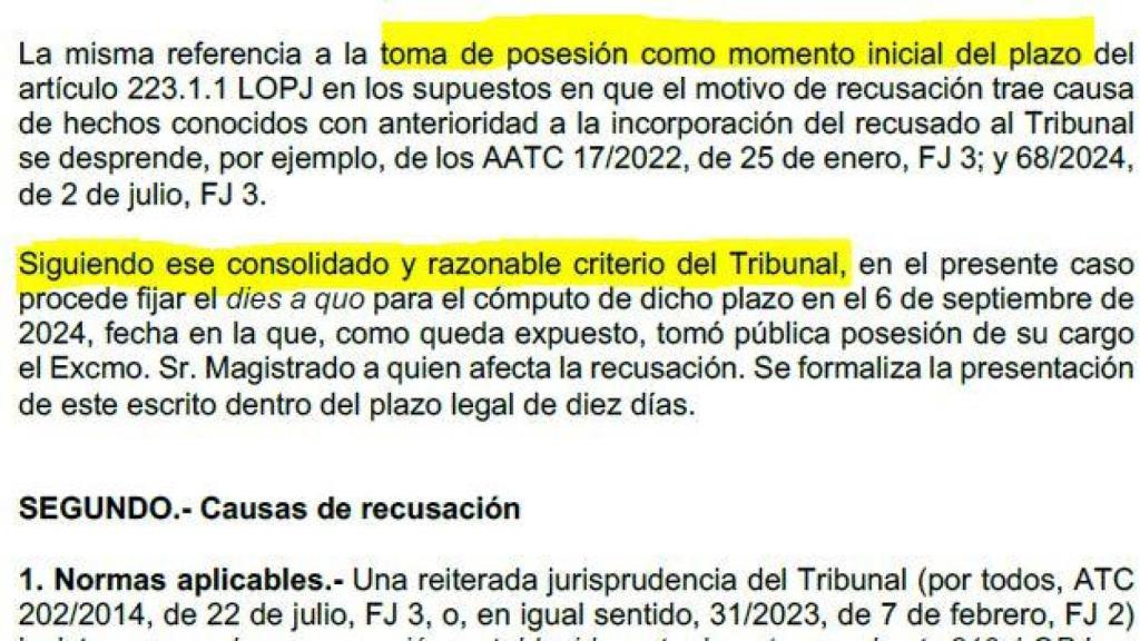 Escrito de recusación del fiscal.