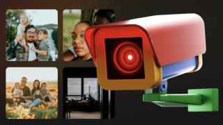 Montaje de cámara analizando imágenes