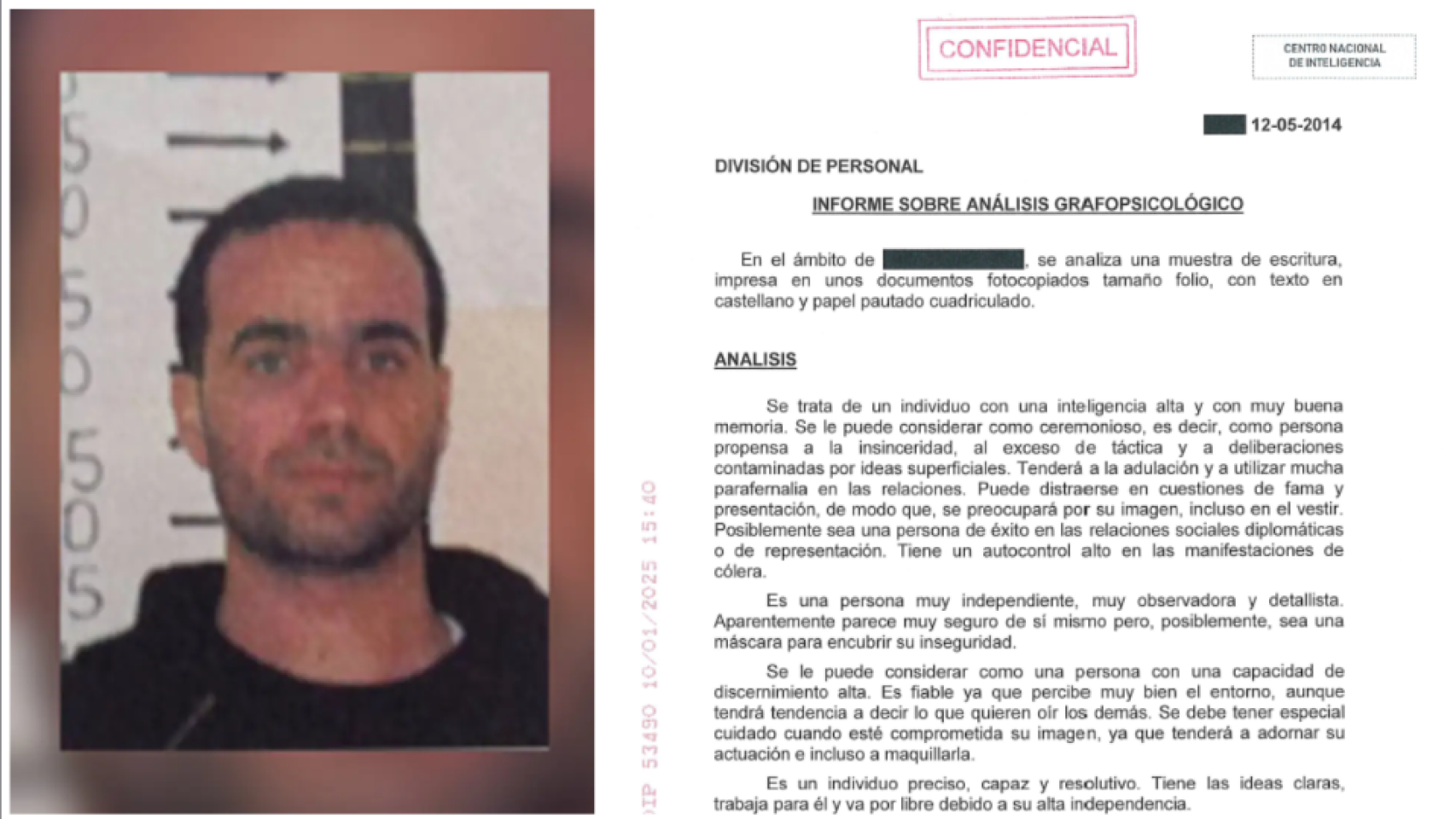 El informe del servicio de inteligencia sobre la conducta del imán.