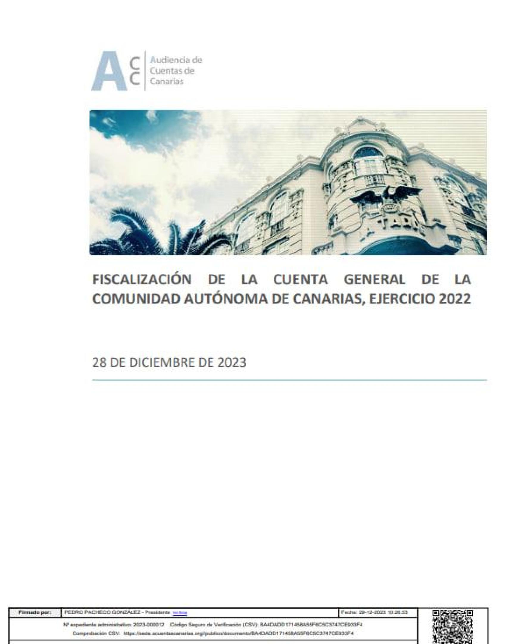Informe ACC sobre la etapa Torres en Canarias.