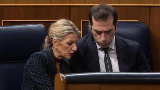 Yolanda Díaz y Carlos Cuerpo, en el Congreso.