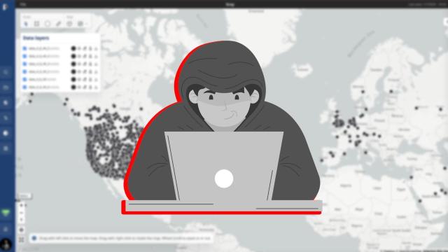 Fotomontaje con una imagen del mapa con las localizaciones filtradas.