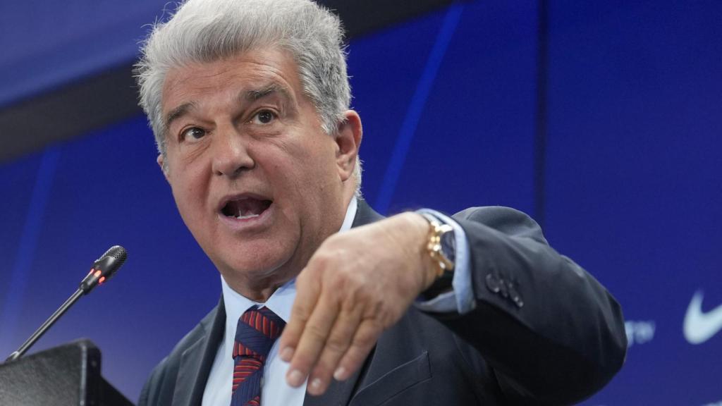 Joan Laporta, en la rueda de prensa de este martes