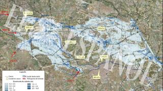 Predicción de los ingenieros de Typsa en 2010 de las inundaciones junto al barranco del Poyo. EE
