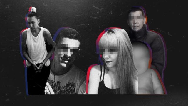 Montaje con parte de los asesinos y una víctima, de izquierda a derecha, Alejandra García, José Antonio y Cristina, el pequeño Daniel y Héctor James.
