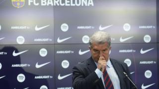 Joan Laporta, en rueda de prensa con el FC Barcelona