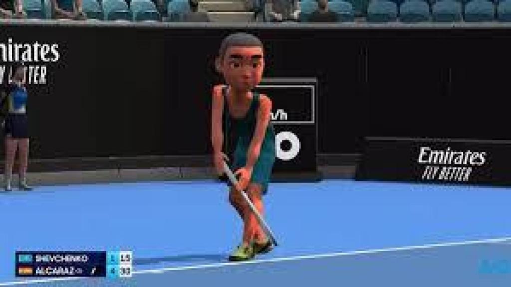 Imagen del partido de Alcaraz con la visión del Wii Sports.