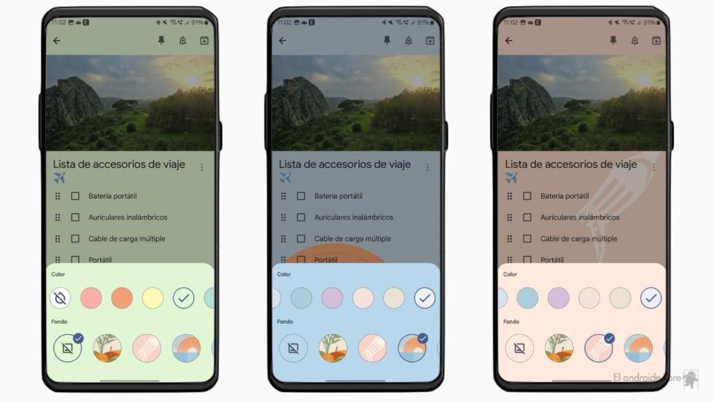 Colores en Google Keep