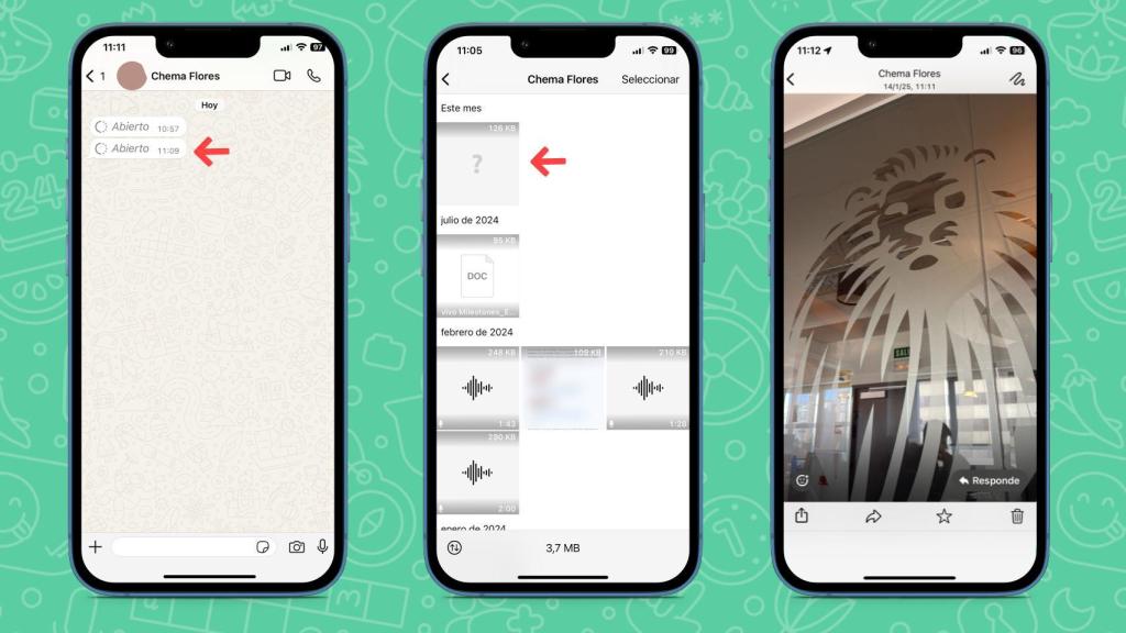 Los pasos en iPhone para ver más veces las fotos temporales de WhatsApp.