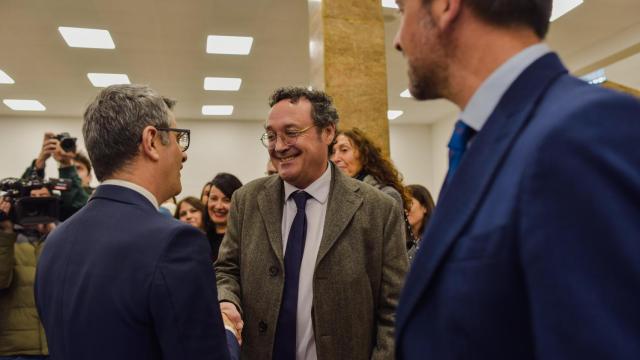 Bolaños junto al fiscal general del Estado, Álvaro García Ortiz, este miércoles en un acto en Madrid.