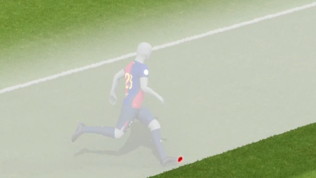 La puntera de Koundé, ligeramente adelantada.