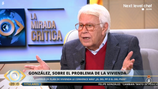 Felipe González, expresidente del Gobierno, este miércoles en una entrevista en Telecinco.
