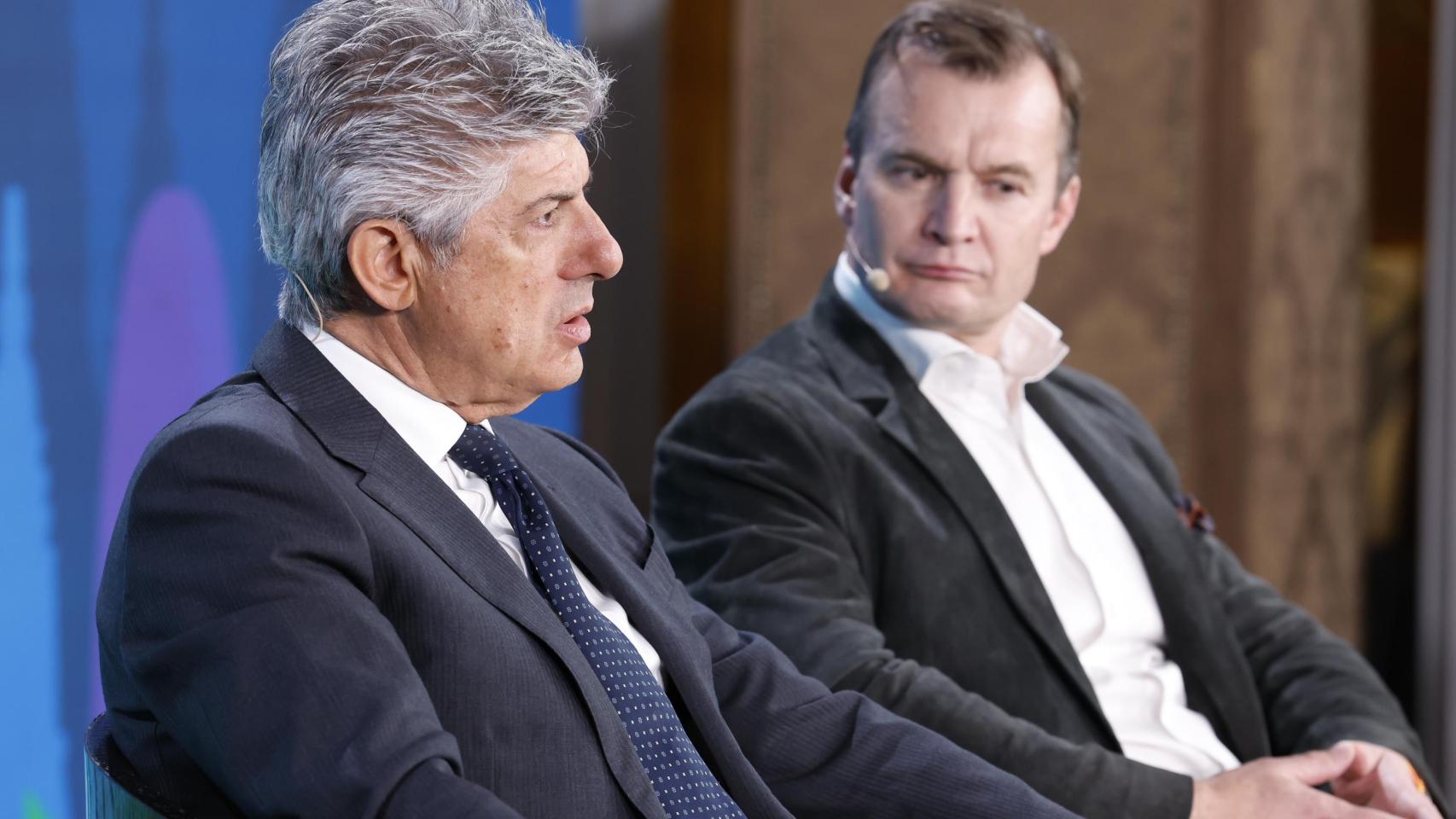 Marco Patuano, CEO de Cellnex, junto a Meinrad Spenger, CEO de Masorange, en el Spain Investors Day.