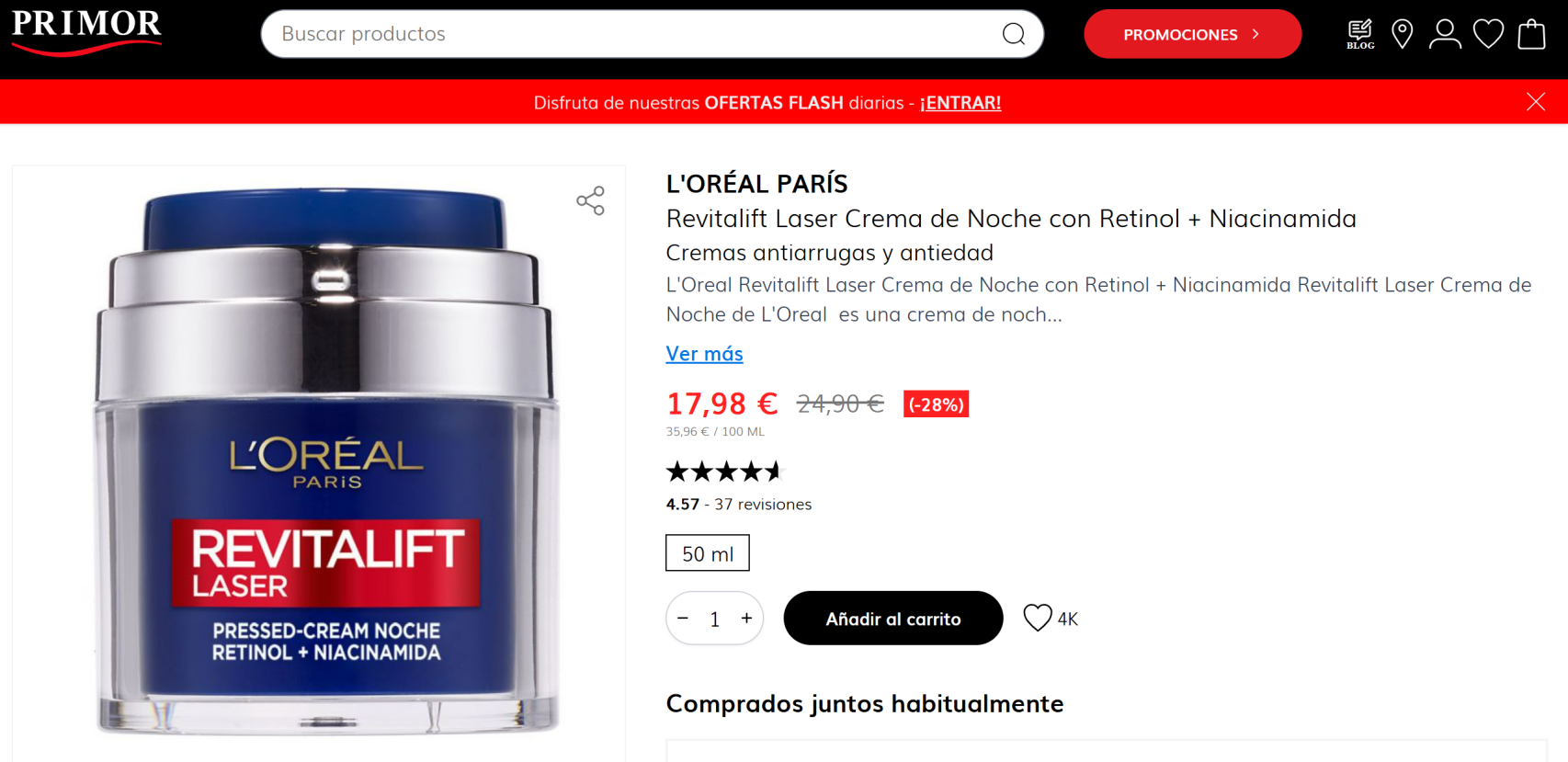 L'Oréal París Revitalift Laser Crema de Noche.