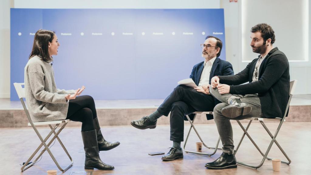 La eurodiputada y exministra de Igualdad, Irene Montero, durante la entrevista con EL ESPAÑOL.