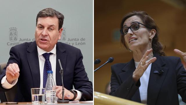 A la izquierda, Carlos Fernández Carriedo, portavoz de la Junta de Castilla y León (Eduardo Margareto - Ical), y a la derecha Mónica García, ministra de Sanidad (Efe).