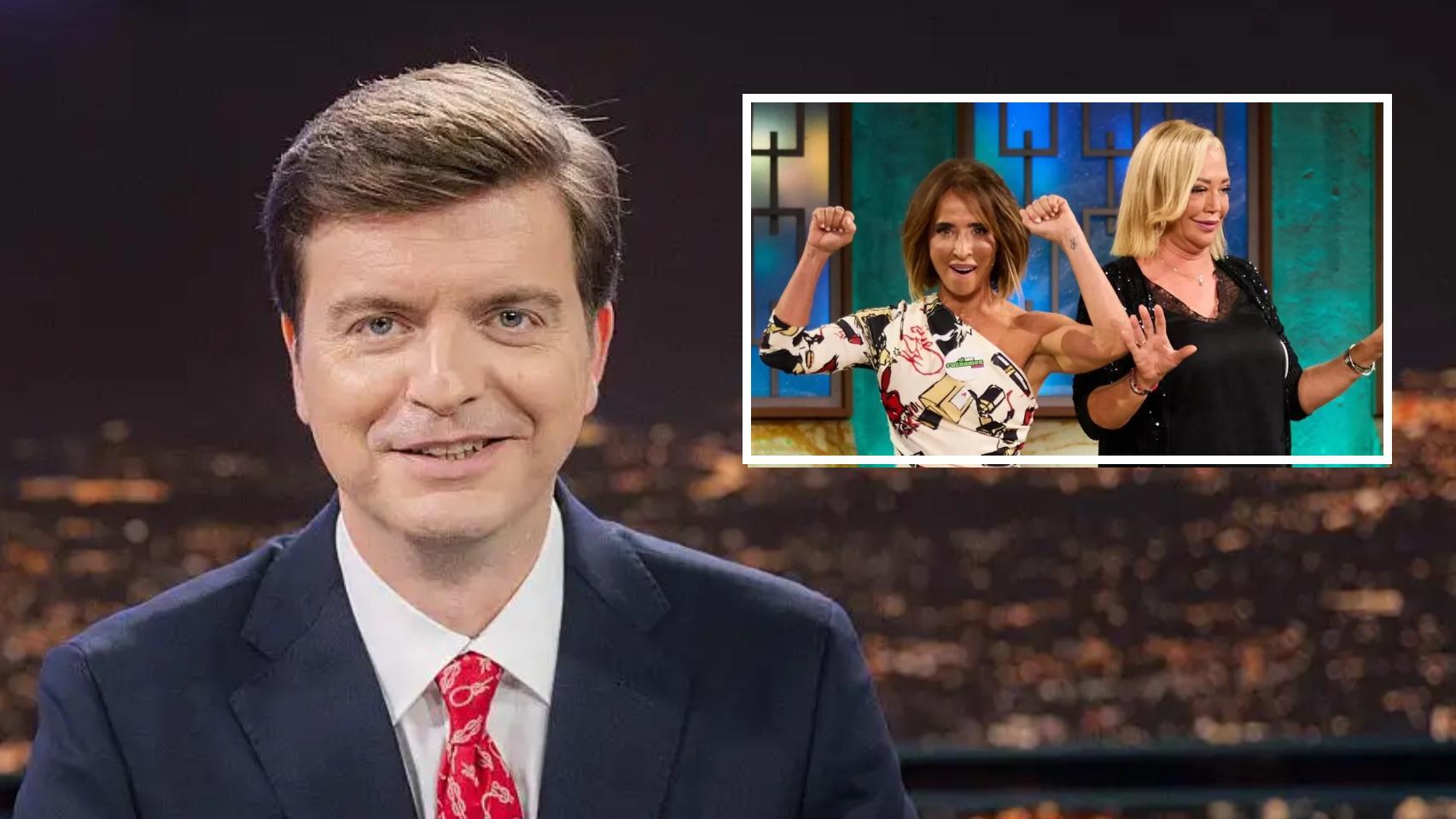 Marc Giro junto a Belén Esteban y María Patiño en un fotomontaje de BLUPER.