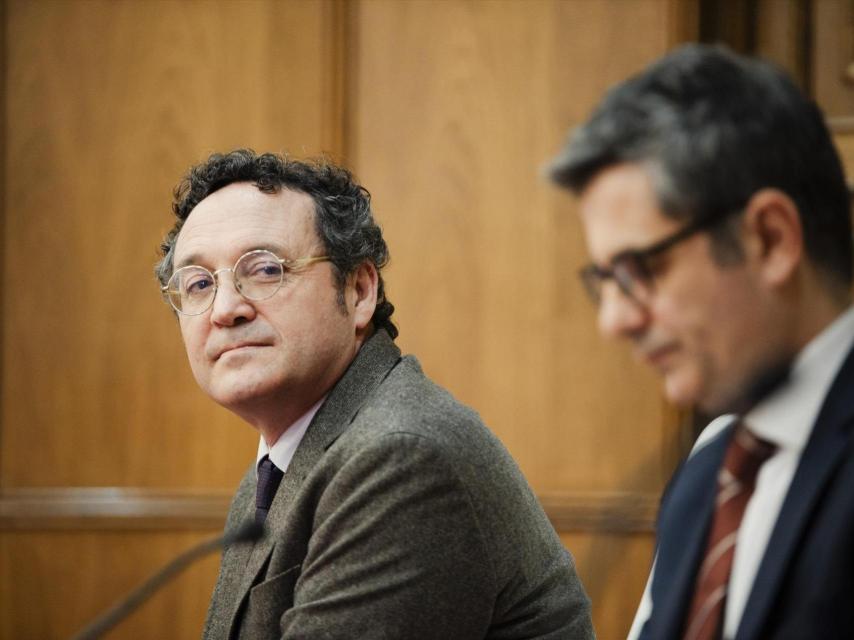 El fiscal general del Estado, Álvaro García Ortiz, el miércoles junto al ministro de Presidencia, Félix Bolaños, en la inauguración del curso de acceso a la carrera fiscal.
